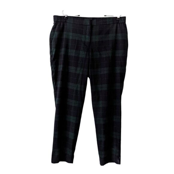 Talbots Woman 14W Wool Pants Lined Tapered Leg Stretchy Waist Plaid Office VGUC - Picture 1 of 6
